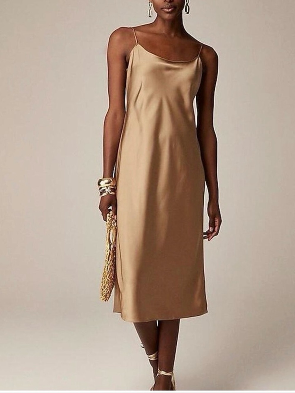 J. Crew gold slip Dress size 4 NWT